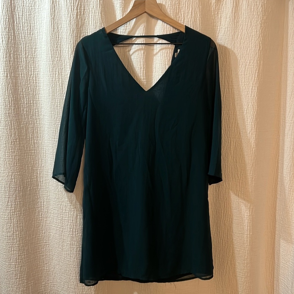 ECOTE Sheer Sleeve Green Dress from UBRAN OUTFITTERS